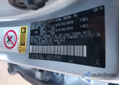 2015 Toyota Highlander Limited V6 from USA, damaged, VIN 5TDYKRFH3FS045132